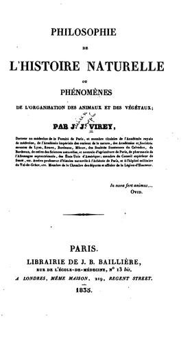 Cover for Philosophie de l'histoire naturelle