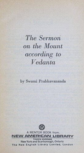 Cover for The sermon on the mount according to Vedanta