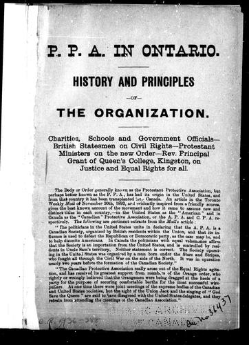 Cover for P.P.A. [i.e. Protestant Protective Association] in Ontario
