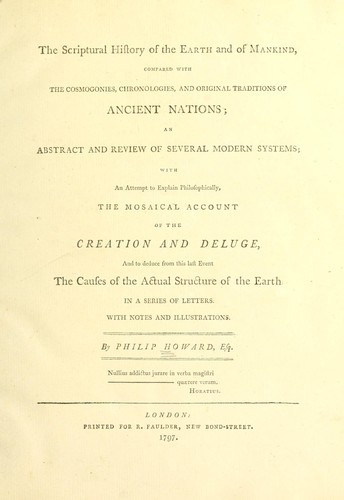 Cover for The scriptural history of the earth and of mankind