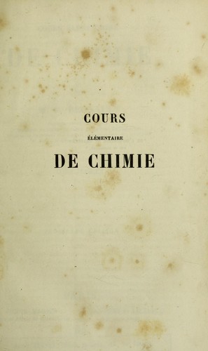 Cover for Cours ©♭l©♭mentaire de chimie