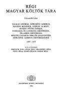 Cover for Régi magyar költők tára.
