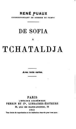 Cover for De Sofia à Tchataldja.