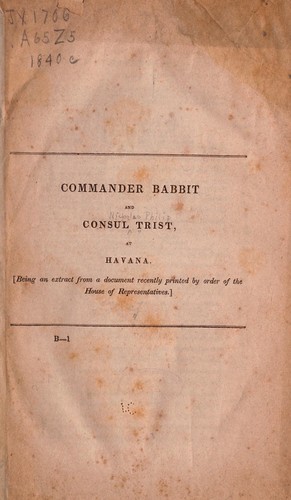 Cover for Commander Babbit and Consul Trist at Havana