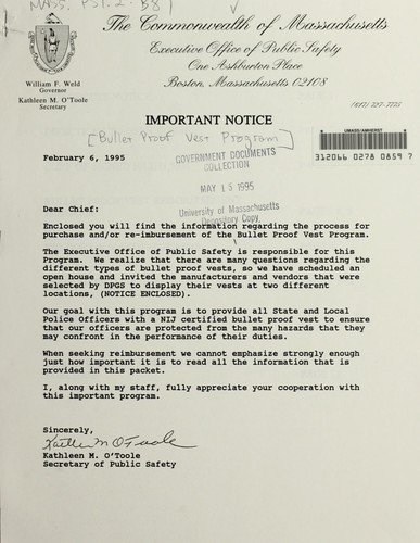 Cover for [Bullet proof vest program]