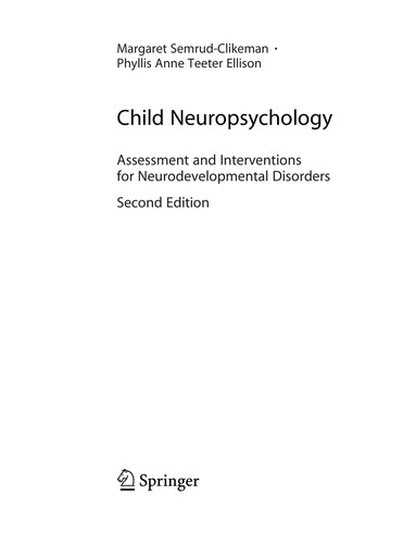 Cover for Child neuropsychology