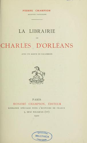 Cover for La librairie de Charles d'Orléans