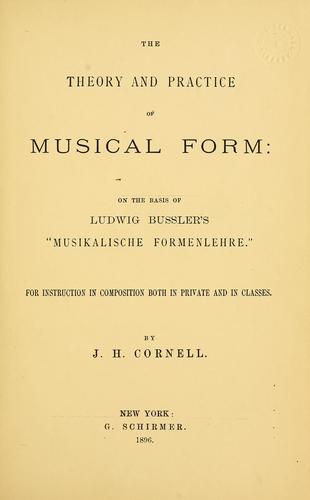 Cover for The theory and practice of musical form