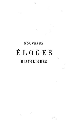 Cover for Nouveaux éloges historiques de Savigny, Alexis de Tocqueville, Victor Cousin, Lord Brougham ...