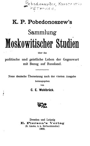Cover for Sammlung moskowitischer Studien über das politische und geistliche Leben der Gegenwart mit Bezug ...
