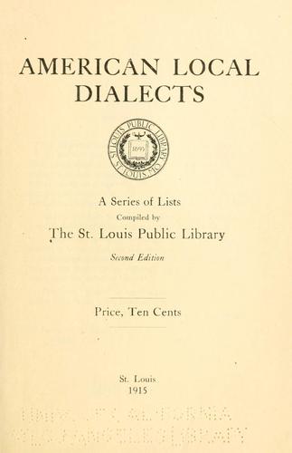 Cover for American local dialects
