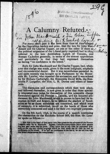 Cover for A Calumny refuted