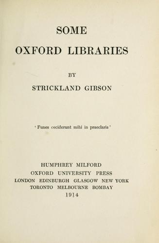 Cover for Some Oxford libraries