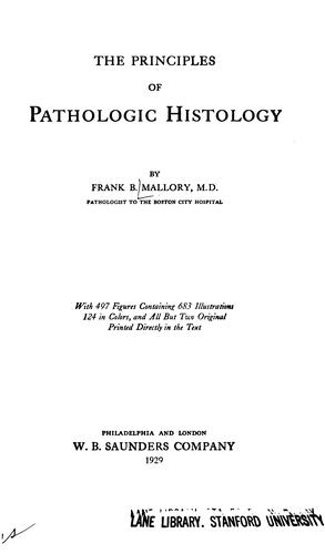 Cover for The principles of pathologic histology
