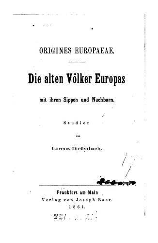 Cover for Origines Europaeae, Die alten Völker Duropas mit ihren Sippen und Nachbarn