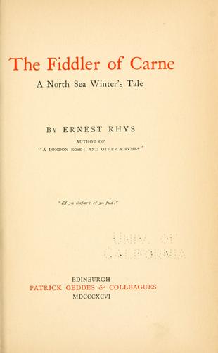 Cover for The fiddler of Carne.