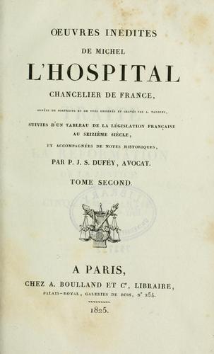 Cover for Oeuvres inédites de Michel l'Hospital Chancelier de France.