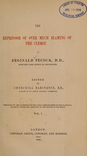 Cover for The repressor of over much blaming of the clergy