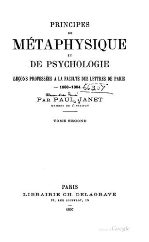 Cover for Principes de métaphysique et de psychologie