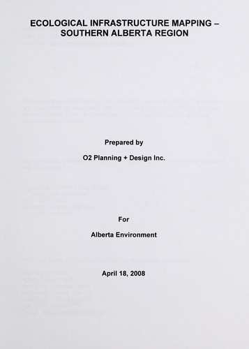 Cover for Ecological infrastructure mapping - southern Alberta region