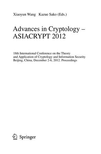 Cover for Advances in Cryptology – ASIACRYPT 2012