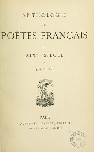 Cover for Anthologie des poètes français du XIXème siècle
