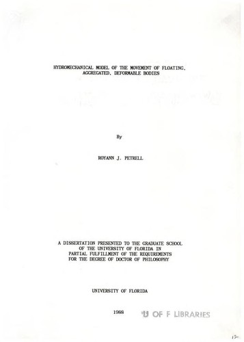 Cover for Hydromechanical model of the movement of floating, aggregated, deformable bodies