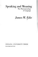 Cover for Speaking and meaning