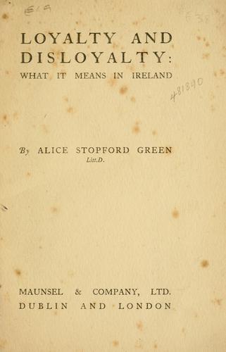 Cover for Loyalty and disloyalty: what it means in Ireland
