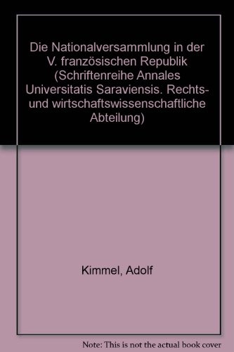Cover for Die Nationalversammlung in der V. Französischen Republik