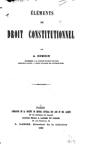 Cover for Éléments de droit constitutionnel