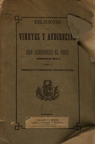 Cover for Relaciones de los vireyes y audiencias que han gobernado el Perú.