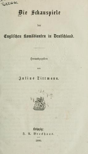 Cover for Schauspiele der englischen Komödianten in Deutschland.