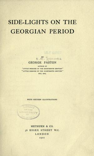 Cover for Side-lights on the Georgian period