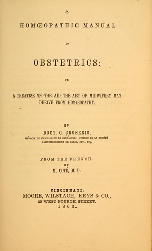 Cover for Homœopathic manual of obstetrics: or, A treatise on the aid the art of midwifery may derive from homœopathy