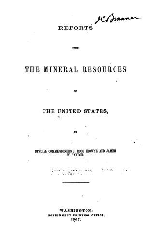 Cover for Reports upon the mineral resources of the United States
