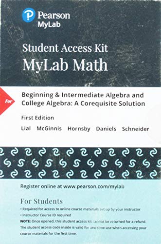 Cover for MyLab Math with Pearson eText -- 24-Month Standalone Access Card -- for Beginning & Intermediate Algebra and College Algebra