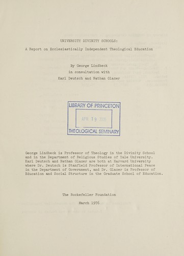 Cover for University divinity schools
