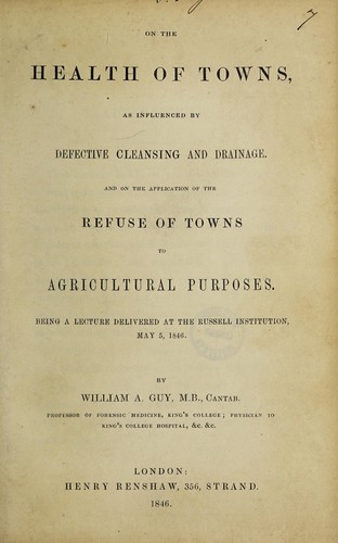 Cover for On the health of towns