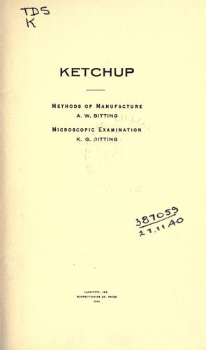Cover for Ketchup: Methods of manufacture