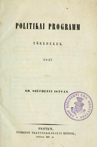 Cover for Politikai programm töredékek, 1847