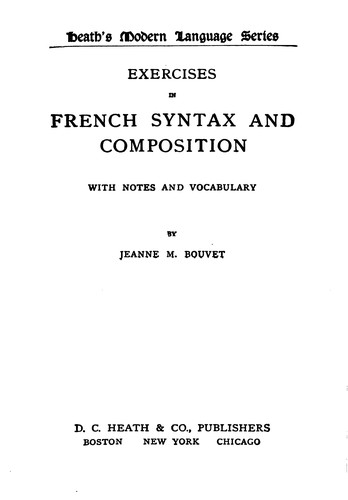 Cover for Exercises in French syntax and composition