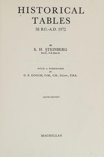 Cover for Historical tables, 58 BC - AD 1972