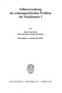 Cover for Selbstverwaltung als ordnungspolitisches Problem des Sozialstaates