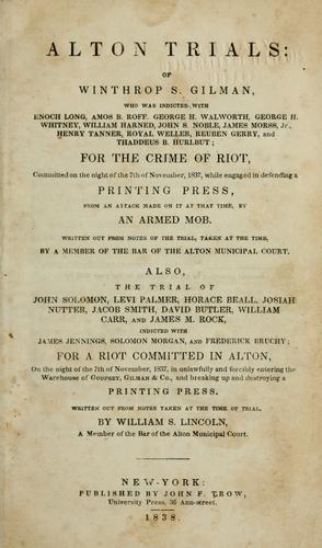 Cover for Alton trials: of Winthrop S. Gilman