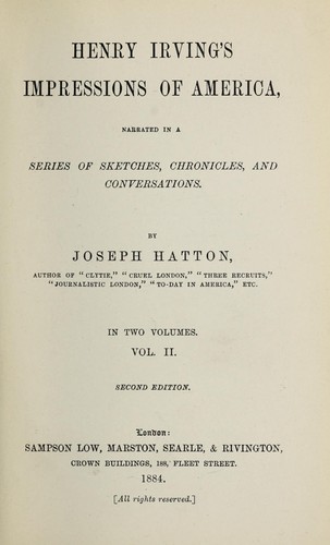 Cover for Henry Irving's impressions of America