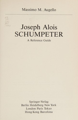 Cover for Joseph Alois Schumpeter