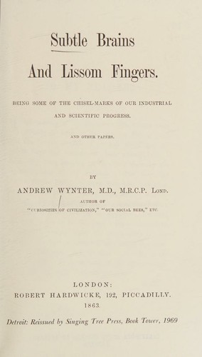 Cover for Subtle brains and lissom fingers
