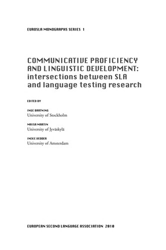 Cover for Communicative proficiency and linguistic development