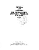 Cover for Criteria and Guidelines for the Evaluation of Diploma Programs in Nursing (National League for Nursing Publication)